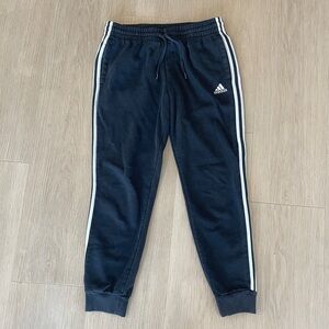 Adidas Kids Black Joggers with White Stripes